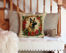 Load image into Gallery viewer, Belgian Malinois Christmas Flowers Throw Pillow - 14x14 Decorative Pillow – Art for Your Home &amp; Patio