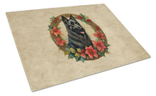 Load image into Gallery viewer, Belgian Sheepdog Christmas Flowers Glass Cutting Boards – Durable, Decorative Kitchen Art