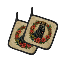 Load image into Gallery viewer, Belgian Sheepdog Christmas Flowers Pot Holders - Set of 2 Decorative Kitchen Helpers | Made in the USA