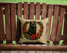Load image into Gallery viewer, Belgian Sheepdog Christmas Flowers Throw Pillow - 14x14 Decorative Pillow – Art for Your Home &amp; Patio
