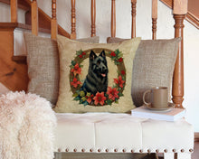 Load image into Gallery viewer, Belgian Sheepdog Christmas Flowers Throw Pillow - 14x14 Decorative Pillow – Art for Your Home &amp; Patio
