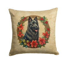 Load image into Gallery viewer, Belgian Sheepdog Christmas Flowers Throw Pillow - 14x14 Decorative Pillow – Art for Your Home &amp; Patio