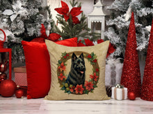 Load image into Gallery viewer, Belgian Sheepdog Christmas Flowers Throw Pillow