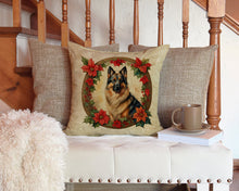 Load image into Gallery viewer, Belgian Tervuren Christmas Flowers Throw Pillow - 14x14 Decorative Pillow – Art for Your Home &amp; Patio