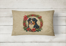 Load image into Gallery viewer, Bernese Mountain Dog Christmas Flowers Throw Pillow