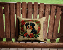 Load image into Gallery viewer, Bernese Mountain Dog Christmas Flowers Throw Pillow - 14x14 Decorative Pillow – Art for Your Home &amp; Patio