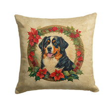 Load image into Gallery viewer, Bernese Mountain Dog Christmas Flowers Throw Pillow - 14x14 Decorative Pillow – Art for Your Home &amp; Patio