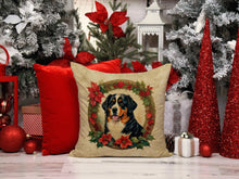 Load image into Gallery viewer, Bernese Mountain Dog Christmas Flowers Throw Pillow
