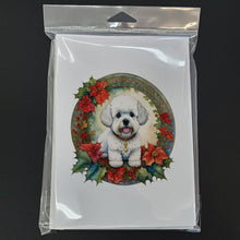 Load image into Gallery viewer, Bichon Frise Christmas Flowers Greeting Cards - Blank Note Cards – 8-Pack of Artist-Designed Cards with Envelopes