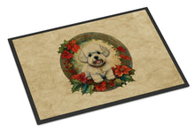 Load image into Gallery viewer, Bichon Frise Christmas Flowers Doormat