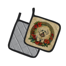 Load image into Gallery viewer, Bichon Frise Christmas Flowers Pot Holders - Set of 2 Decorative Kitchen Helpers | Made in the USA