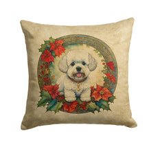 Load image into Gallery viewer, Bichon Frise Christmas Flowers Throw Pillow - 14x14 Decorative Pillow – Art for Your Home &amp; Patio