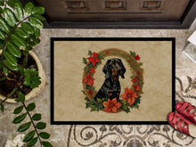 Load image into Gallery viewer, Black and Tan Coonhound Christmas Flowers Doormat-24x36 Indoor / Outdoor Rug | Made in USA
