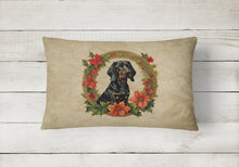 Load image into Gallery viewer, Black and Tan Coonhound Christmas Flowers Throw Pillow