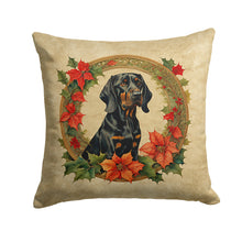 Load image into Gallery viewer, Black and Tan Coonhound Christmas Flowers Throw Pillow - 14x14 Decorative Pillow – Art for Your Home &amp; Patio