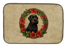 Load image into Gallery viewer, Black Russian Terrier Christmas Flowers Dish Drying Mat