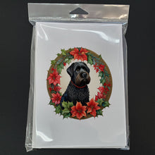 Load image into Gallery viewer, Black Russian Terrier Christmas Flowers Greeting Cards - Blank Note Cards – 8-Pack of Artist-Designed Cards with Envelopes