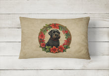 Load image into Gallery viewer, Black Russian Terrier Christmas Flowers Throw Pillow