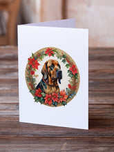 Load image into Gallery viewer, Bloodhound Christmas Flowers Greeting Cards - Blank Note Cards – 8-Pack of Artist-Designed Cards with Envelopes