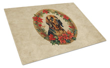 Load image into Gallery viewer, Bloodhound Christmas Flowers Glass Cutting Boards – Durable, Decorative Kitchen Art