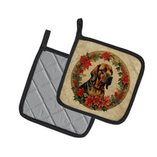 Load image into Gallery viewer, Bloodhound Christmas Flowers Pot Holders - Set of 2 Decorative Kitchen Helpers | Made in the USA