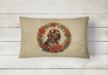Load image into Gallery viewer, Bloodhound Christmas Flowers Throw Pillow