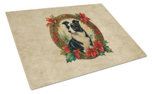 Load image into Gallery viewer, Border Collie Christmas Flowers Glass Cutting Boards – Durable, Decorative Kitchen Art