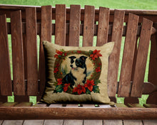 Load image into Gallery viewer, Border Collie Christmas Flowers Throw Pillow - 14x14 Decorative Pillow – Art for Your Home &amp; Patio