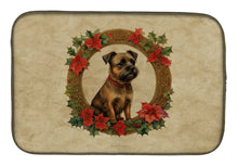 Load image into Gallery viewer, Border Terrier Christmas Flowers Dish Drying Mat