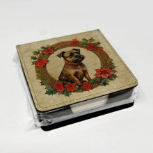 Load image into Gallery viewer, Border Terrier Christmas Flowers PU Leather Note Paper Holder