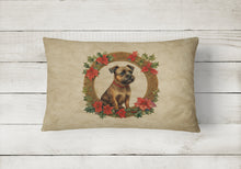Load image into Gallery viewer, Border Terrier Christmas Flowers Throw Pillow