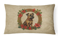Load image into Gallery viewer, Border Terrier Christmas Flowers Throw Pillow