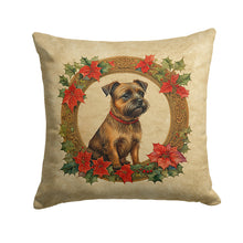 Load image into Gallery viewer, Border Terrier Christmas Flowers Throw Pillow - 14x14 Decorative Pillow – Art for Your Home &amp; Patio