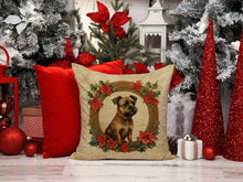 Load image into Gallery viewer, Border Terrier Christmas Flowers Throw Pillow