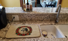 Load image into Gallery viewer, Borzoi Christmas Flowers Dish Drying Mat