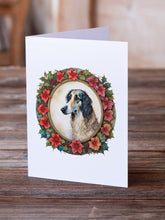 Load image into Gallery viewer, Borzoi Christmas Flowers Greeting Cards - Blank Note Cards – 8-Pack of Artist-Designed Cards with Envelopes