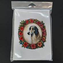 Load image into Gallery viewer, Borzoi Christmas Flowers Greeting Cards - Blank Note Cards – 8-Pack of Artist-Designed Cards with Envelopes