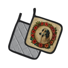 Load image into Gallery viewer, Borzoi Christmas Flowers Pot Holders - Set of 2 Decorative Kitchen Helpers | Made in the USA