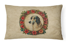 Load image into Gallery viewer, Borzoi Christmas Flowers Throw Pillow