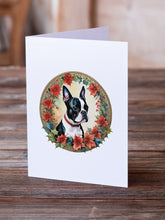 Load image into Gallery viewer, Boston Terrier Christmas Flowers Greeting Cards - Blank Note Cards – 8-Pack of Artist-Designed Cards with Envelopes