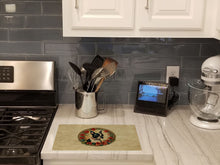 Load image into Gallery viewer, Boston Terrier Christmas Flowers Glass Cutting Boards – Durable, Decorative Kitchen Art