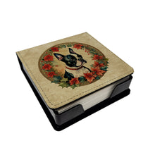 Load image into Gallery viewer, Boston Terrier Christmas Flowers PU Leather Note Paper Holder