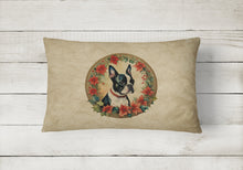 Load image into Gallery viewer, Boston Terrier Christmas Flowers Throw Pillow