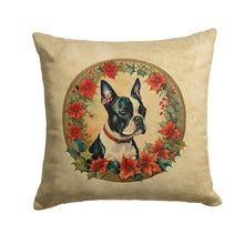 Load image into Gallery viewer, Boston Terrier Christmas Flowers Throw Pillow