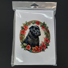 Load image into Gallery viewer, Bouvier des Flandres Christmas Flowers Greeting Cards - Blank Note Cards – 8-Pack of Artist-Designed Cards with Envelopes