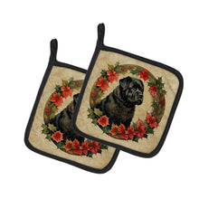 Load image into Gallery viewer, Bouvier des Flandres Christmas Flowers Pot Holders - Set of 2 Decorative Kitchen Helpers | Made in the USA