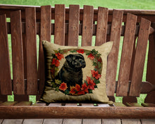 Load image into Gallery viewer, Bouvier des Flandres Christmas Flowers Throw Pillow - 14x14 Decorative Pillow – Art for Your Home &amp; Patio