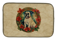 Load image into Gallery viewer, White Boxer Christmas Flowers Dish Drying Mat