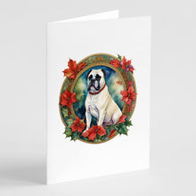 Load image into Gallery viewer, White Boxer Christmas Flowers Greeting Cards - Blank Note Cards – 8-Pack of Artist-Designed Cards with Envelopes