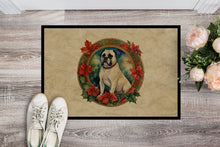 Load image into Gallery viewer, White Boxer Christmas Flowers Doormat